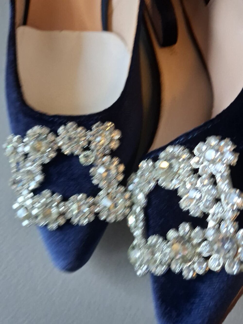 Ertunor Navy Crystal-Embellished Pointed Toe Heels - Picture 6 of 8